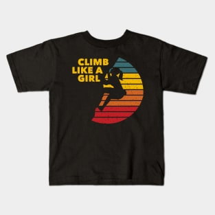 Climb Like a Girl Rock Climbing Bouldering Colorful Kids T-Shirt